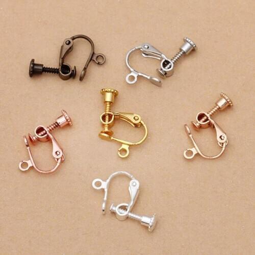14x17mm Screw Back Clip On No pierced Clip Earrings Bases With a Loop Hanger Connectors Earrings Blanks DIY Findings Settings