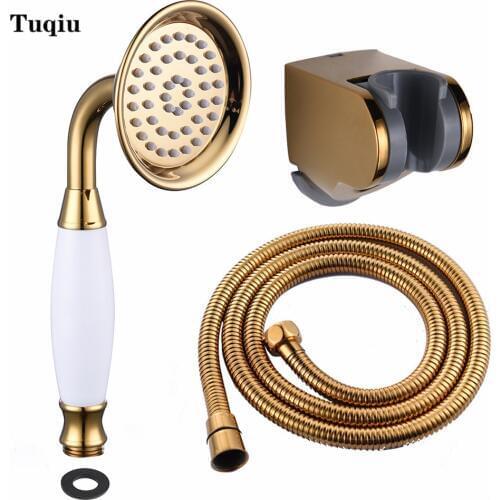 Gold Bathroom Shower Head Water Saving Brass Telephone Style Hand-held Shower Head Sprayer Tap Banheiro Lavabo Ducha plumbing