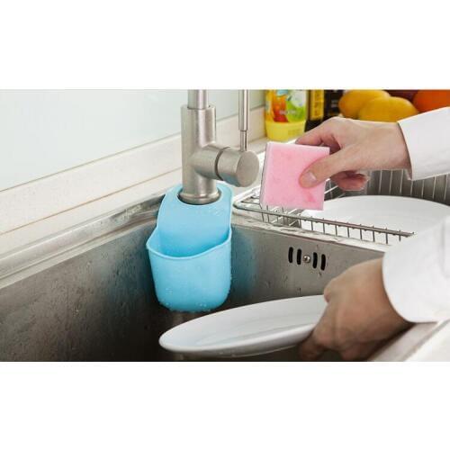 1PC Sink Storage Basket Kitchen Organizer Tools Snap Type Tank Hanging Bag Kitchen Shelf Cradle Rack Sponge Drain Holder OK 0234
