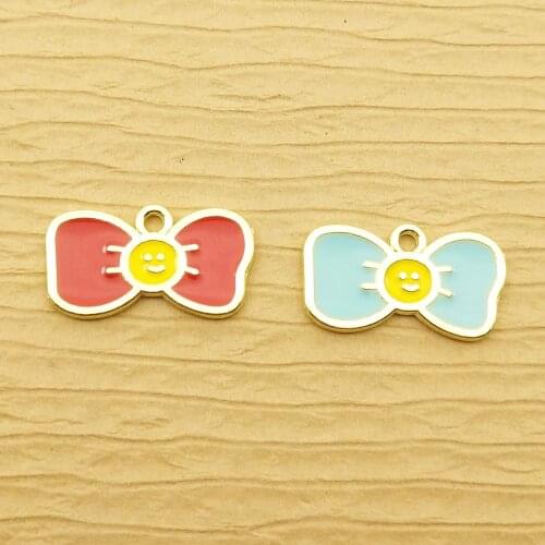 10pcs 10x19mm enamel bowknot charm for jewelry making crafting fashion earring pendant necklace charm bracelet charm