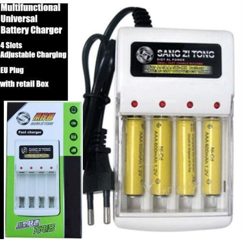 10pcs! 100-240V Multifunctional EU Plug Universal Battery Fast Charger,4 Slot Adjustable Charging,Standard AA,AAA Rechargeable