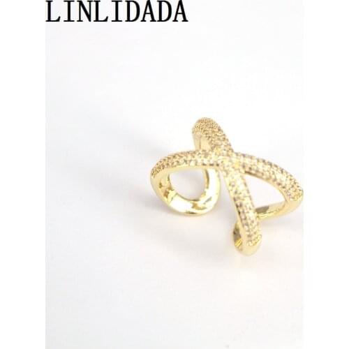 10Pcs Fashion crystal cz ring, adjustable plated Cross shape cubic zircon ring,popular jewelry