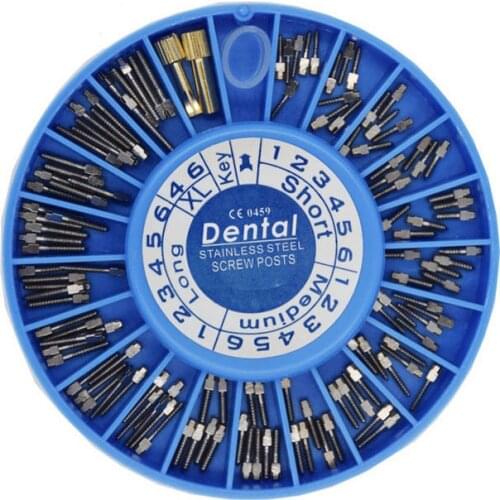 120pcs Dental Tapered Screw Posts Kits with 2 wrenches Titanium Gold Plated Root Canal Nail Pile Fixed Pin Root Canal Repair