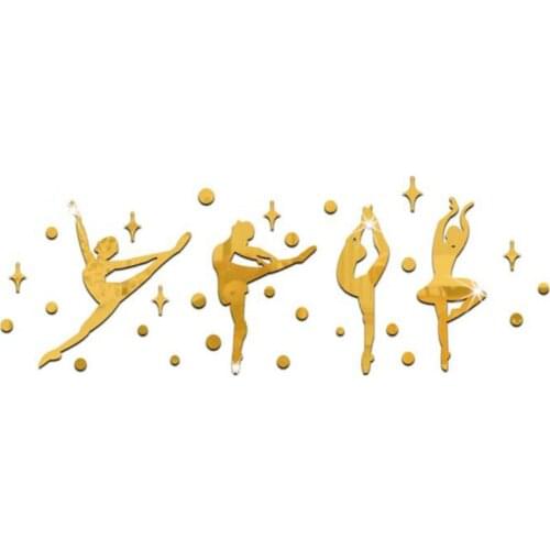 2sets 3D Acrylic Mirror Wall Sticker Ballet Dancing Girl Stickers for Kindergarten Dance Room Wall Decoration