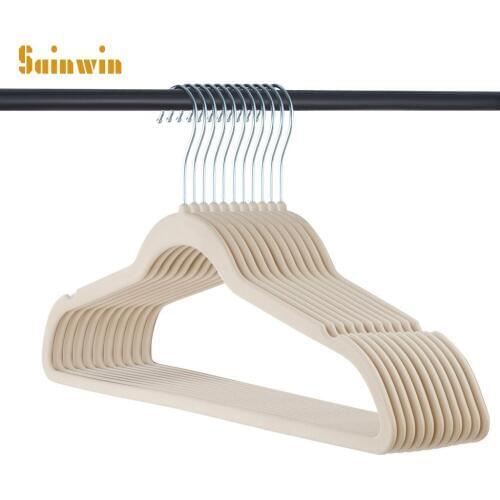 20pcs/lot 45cm Flocking Hangers For Clothes Pegs Non-trace Clothes Hanger Non-slip Plastic Hanger