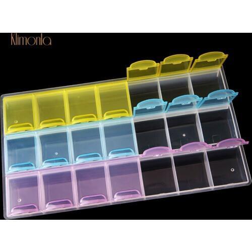 21 Grits Mini Nail Art Containers Plastic Empty Beads Nail Rhinestone Storage Box Colorful Nail Glitter Case Manicure Tools