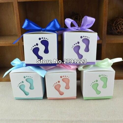 25pcs/lot Wedding Candy Box feet Shape Party Wedding Baby Shower Favor Paper Gift Boxes