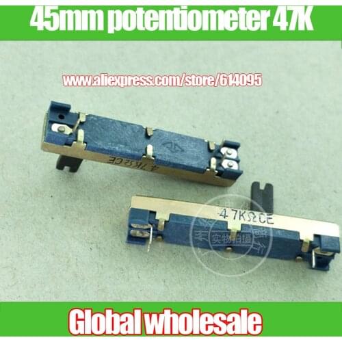 5pcs 45MM sliding fader single potentiometer 47K / handle length 10MM / height 6.5MM