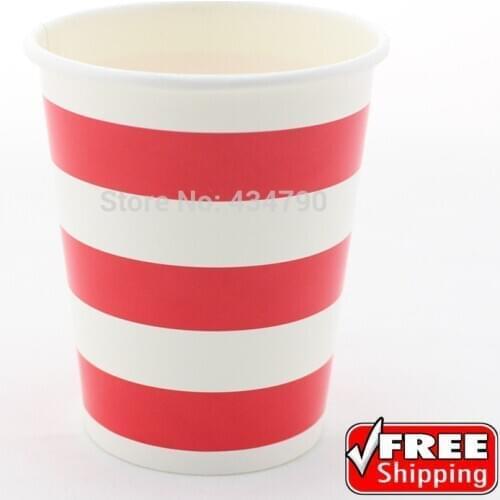 60pcs 9OZ Red Striped Personalized Paper Cups Drinking,Vintage Christmas Decorative Party Supplies Tableware-Choose Your Colors