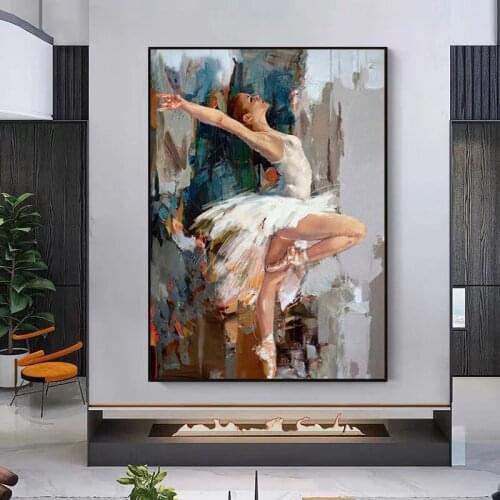 Abstract Ballet Girl Painting Canvas Posters and Prints Dancing Ballerina Wall Art Cuadros Picture for Living Room Artwork Decor