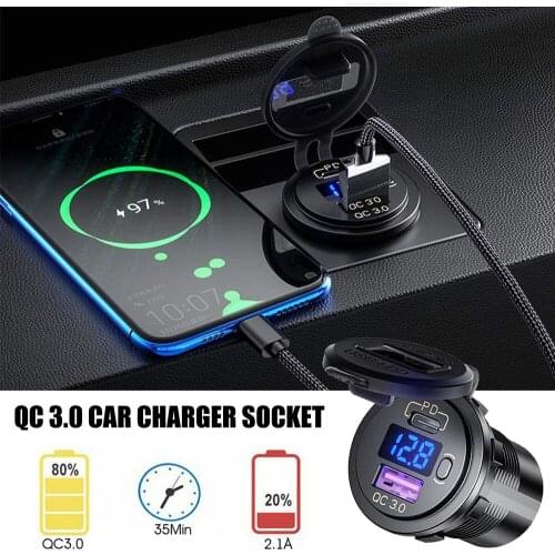 Type-c Pd+usb Car Charger Socket Adapter Cigarette Lighter Power Outlet For 12v 24v Car Motorcycle Accessories
