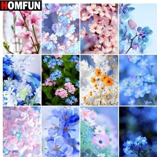 HOMFUN Diamond painting ‘’ Flower daisy blue" Full Square/Round Drill Wall Decor Inlaid Resin Embroidery Craft Cross stitch