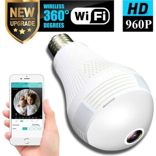 WiFi CCTV Fisheye Bulb Lamp IP Camera 360 Degree 960P Wireless Panoramic Home Security Security Two Ways Audio Baby Monitor