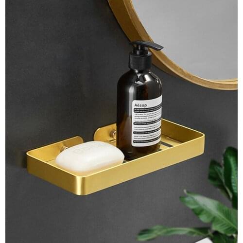 Soap Holder Brushed Gold Soap Basket Bathroom Soap Dish Square Bath Shower Shelf Bath Shower Caddy Rack Holder Bathroom Hardware