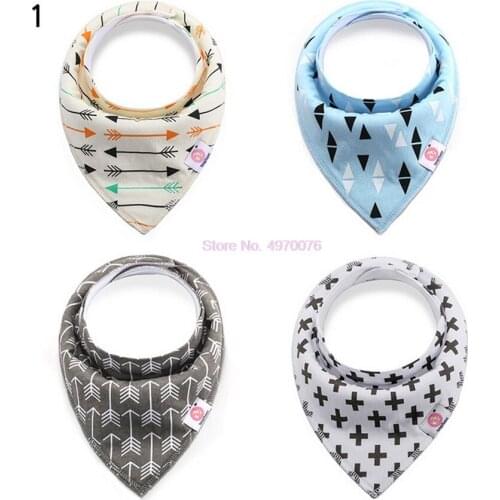 DHL 20pack 4Pcs/pack Fashion Newborn Baby Bibs Waterproof Kids Girls And Boys Cotton Children Feeding Accessories