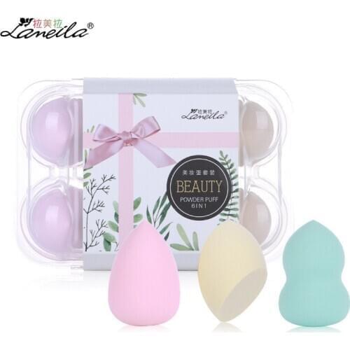 6 Pcs/set Hydrophilicity Cosmetic Puff Sponge Soft Drop Gourd Cream Powder Cute Puff Cute Makeup Foundation Tool Gift Wholesale