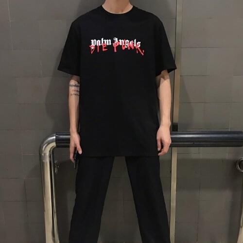 Palm Angels round neck print short-sleeved retro casual men women the same cotton T-shirt