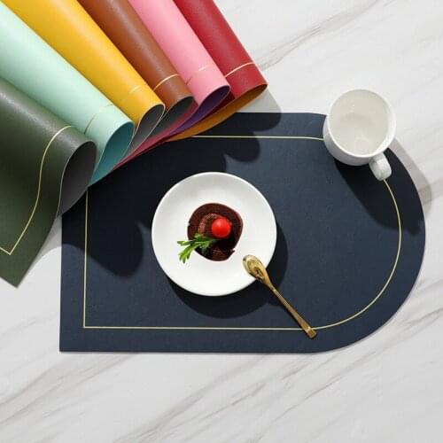 Custom made Nordic Hotel Placemat Oilproof Waterproof leather table mat Solid color Coaster wholesale Insulation pads 30x45cm