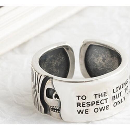 S925 pure silver ring for female skull fashion silver jewelry simple woman silver rings