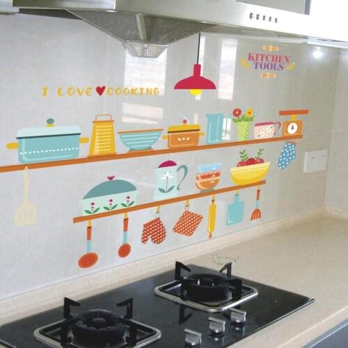 Creative kitchen tools wall decals home decoration cartoon wall stickers decorations pvc poster diy mural art decals