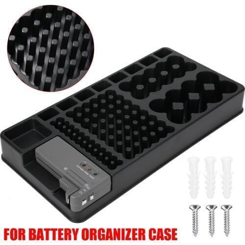 Battery Storage Organizer Case with Tester Batteries Caddy Rack Case Box Holders Include Battery Checker for AA AAA D C 9V