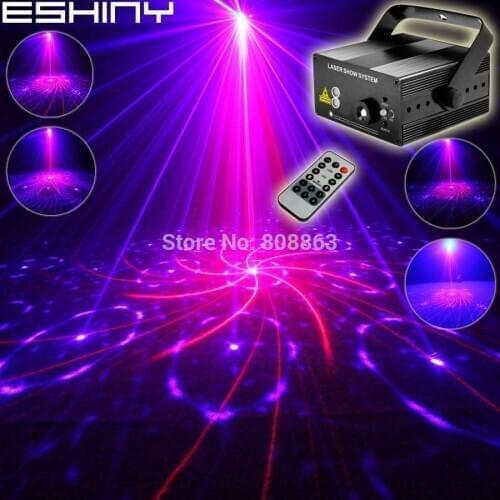 MINI 3 Lens R&B Laser 24 patterns Laser Projector BLUE LED Club Party Bar DJ Dance Disco Xmas KTV Home Party Stage Light B180D4