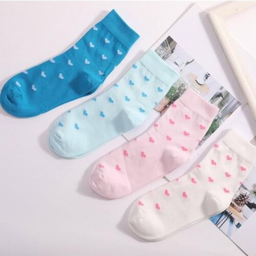 Fashion Korean Japanese Harajuku Cute Cotton Socks Women Solid Color Love Heart Short Sock For Ladies Funny Girl Ankle Sock New