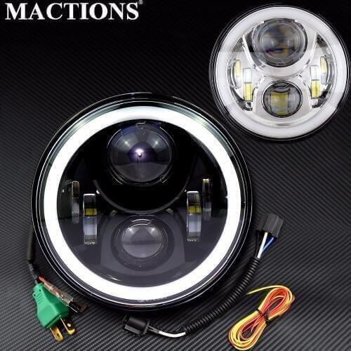 Motorcycle 7'' Halo Headlamp Led Angel Eyes Headlights For Harely Softail Fat Boy FLSTF Road King Lamp For Jeep