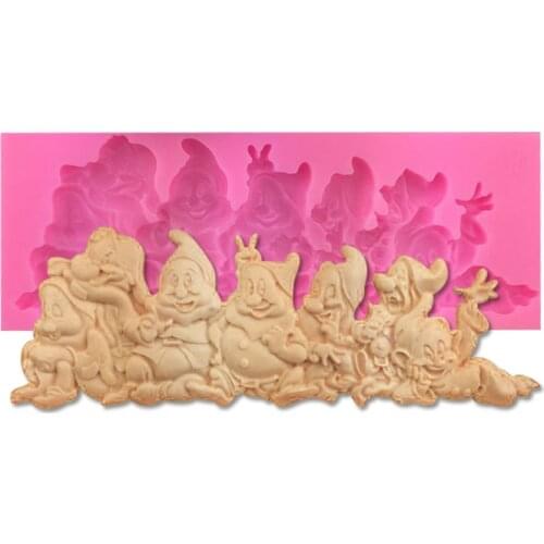 Cartoon Dwarfs Snow White 3D chocolate soap Moulds DIY fondant cake decorating tools silicone mold kitchen baking utensils