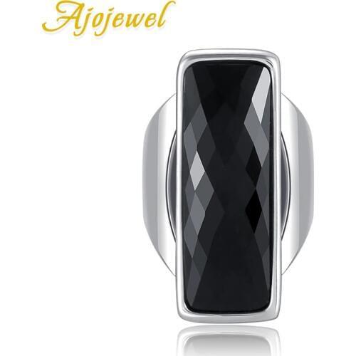 Ajojewel Big Black Rectangle Zirconia Ring Men Size 8 9 10 Top Quality Fashion Man Jewelry