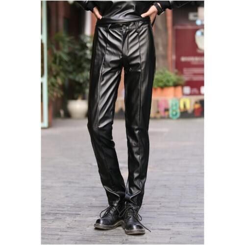 27-44 New 2017 Mens clothing GD Hair Stylist fashion male motorcycle leather pants trousers plus size costumes