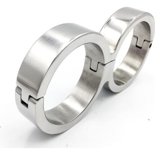 New Stainless Steel Lockable Connect Handcuffs Metal Manacles Hand Cuffs Restraints SLave Adult Games Toy for Man Women Couples