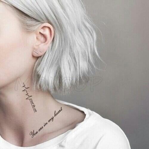 Water Transfer Tattoo Sexy Black Letter Lifeline Tattoo Body Art Waterproof Temporary Fake Flash Tattoo for Man Woman 10.5*6cm