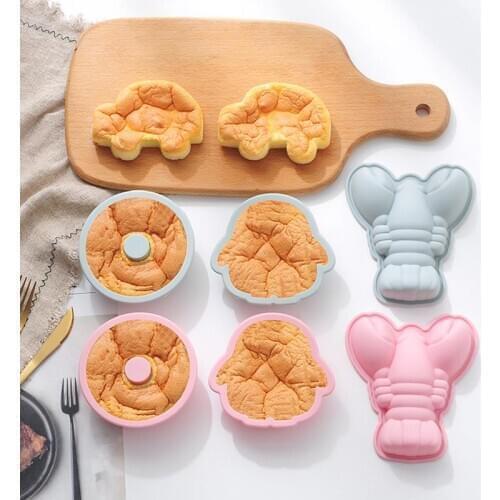 Kapmore 1pc Food Grade Silicone Cake Mold Lobster Penguin Donut Car Shape DIY Baking Tools Accessories Cartoon Chocolate Mold