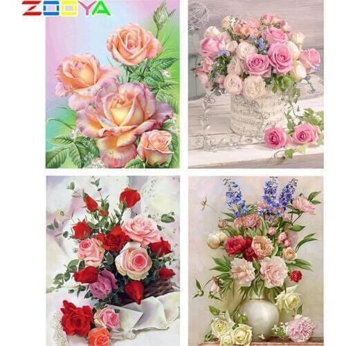 Full Diamond Painting Flower 5D Diamond Embroidery Aroma Rose 3D Rhinestone Diamond Mosaic Picture Home Art Decoration Gift Lx58
