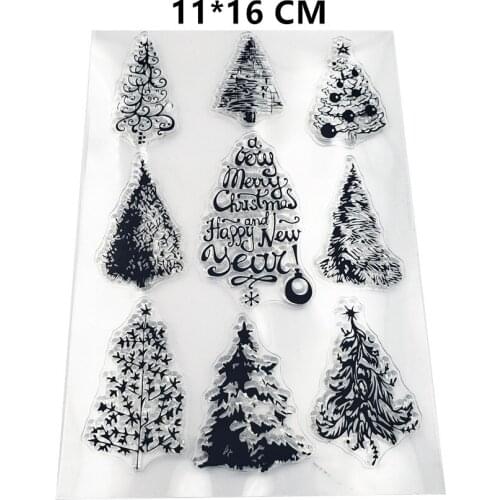 2021 New Christmas Tree Clear Stamps DIY Scrapbooking Craft Supplies Rubber Silicon Seals Album Hobby ink pad Stamping