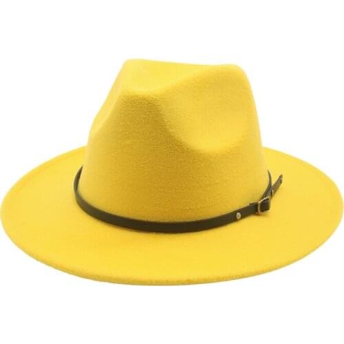 Fedora Hats men Wide Brim winter women hat band belt Church formal Felted fedora white green panama casual winter hats for women