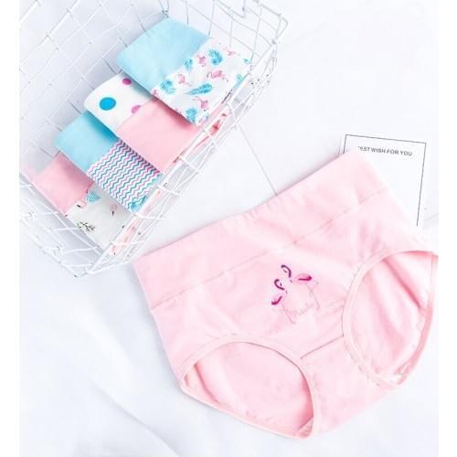 4 Pcs/lot Panties For Women High Waist Soft Cotton Sexy Lingeries Breathable Underpant Ladies Print Girls Briefs