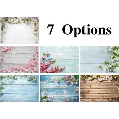 Vinyl Photography Background Vivid Color Floral Wood Floor Newborn Birthday Children Booth Backdrop for Photo Studio 7 Options