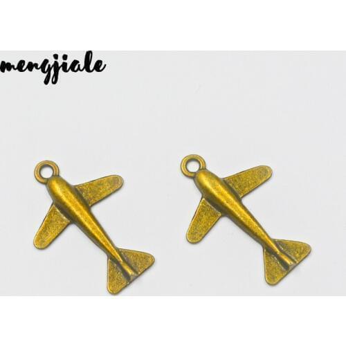 16pcs/lot Vintage Aircraft Pendants Charm For Jewelry Making Antique Bronze Color Aircraft Pendants Charm Aircraft 34x24mm