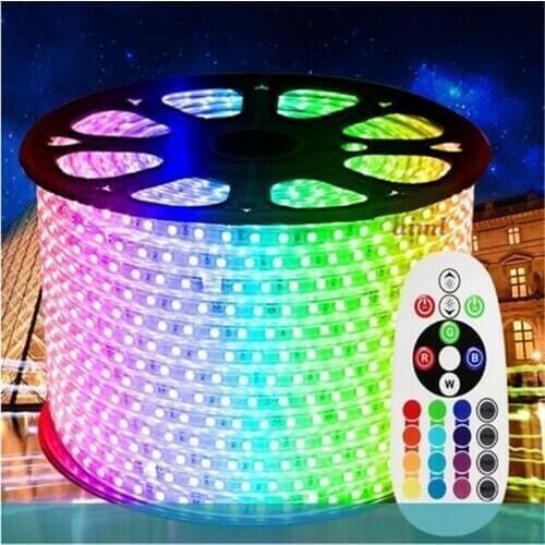 High quali LED Strip 10m roll 220V16 color RGB consumption high brightness 60led/m IP65 water proof 5050 LED strip factory direc