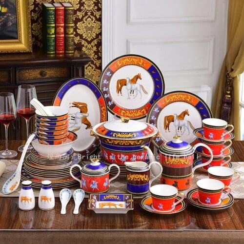 High grade bone china tableware set plate bowl set plate matu Bowl Set European household