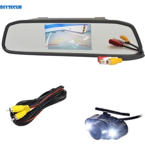 DIYSECUR 4.3" TFT LCD Display Rear View Mirror Monitor Car Monitor LED Car Camera Parking Camera System