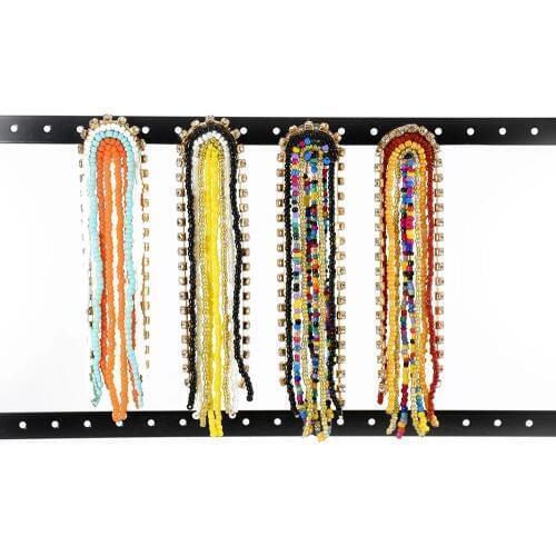 Bohemian Long Tassel Acrylic Long Link Chain Shape Beaded Pendant Earrings Wedding Party Charm Gypsy Jewelry Earrings