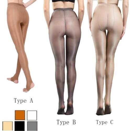 70D Women Sexy Oil Shiny Solid Glitter Tights T Crotch Plus Size Sparkle Pantyhose Female Black Glossy Stockings Dance 9011