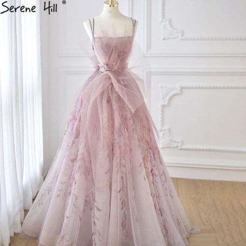 Formal Pron Dress Pink Sexy A-Line Evening Dresses Gowns Beaded Spaghetti Strap For Women Party DLA70889 Serene Hill