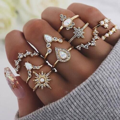 10Pcs/Set New Boho Womens Lady Above Knuckle Mid Ring Jewelry Antique Gifts Jewelry Accessories Birthday