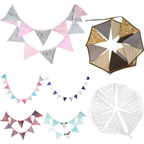 3.2M 11 Flag White Lace Fabric Banner Pennant Wedding Flag Bunting Decor Party Birthday Garland Wedding Home Decoration