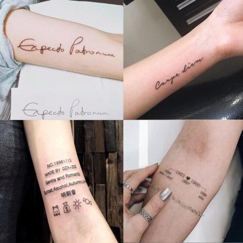 60pc/Lot English Letter Short Sentence Temporary Tattoo Stickers for Women Couple Fake Tattoo Art Clavicle Arm Tattoo Stickers