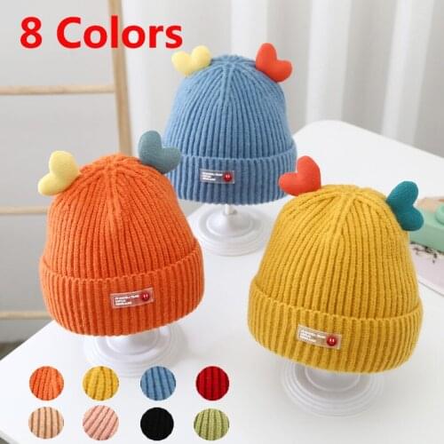 8 Colors Fall Winter Cute Warm Soft Hats Bob Panama Newborn Baby Girl Kids 18.9 Inch Knitted Infant Cap 0-24 Month Children